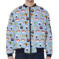 Kawaii Japanese Sushi Pattern Print Zip Sleeve Bomber Jacket
