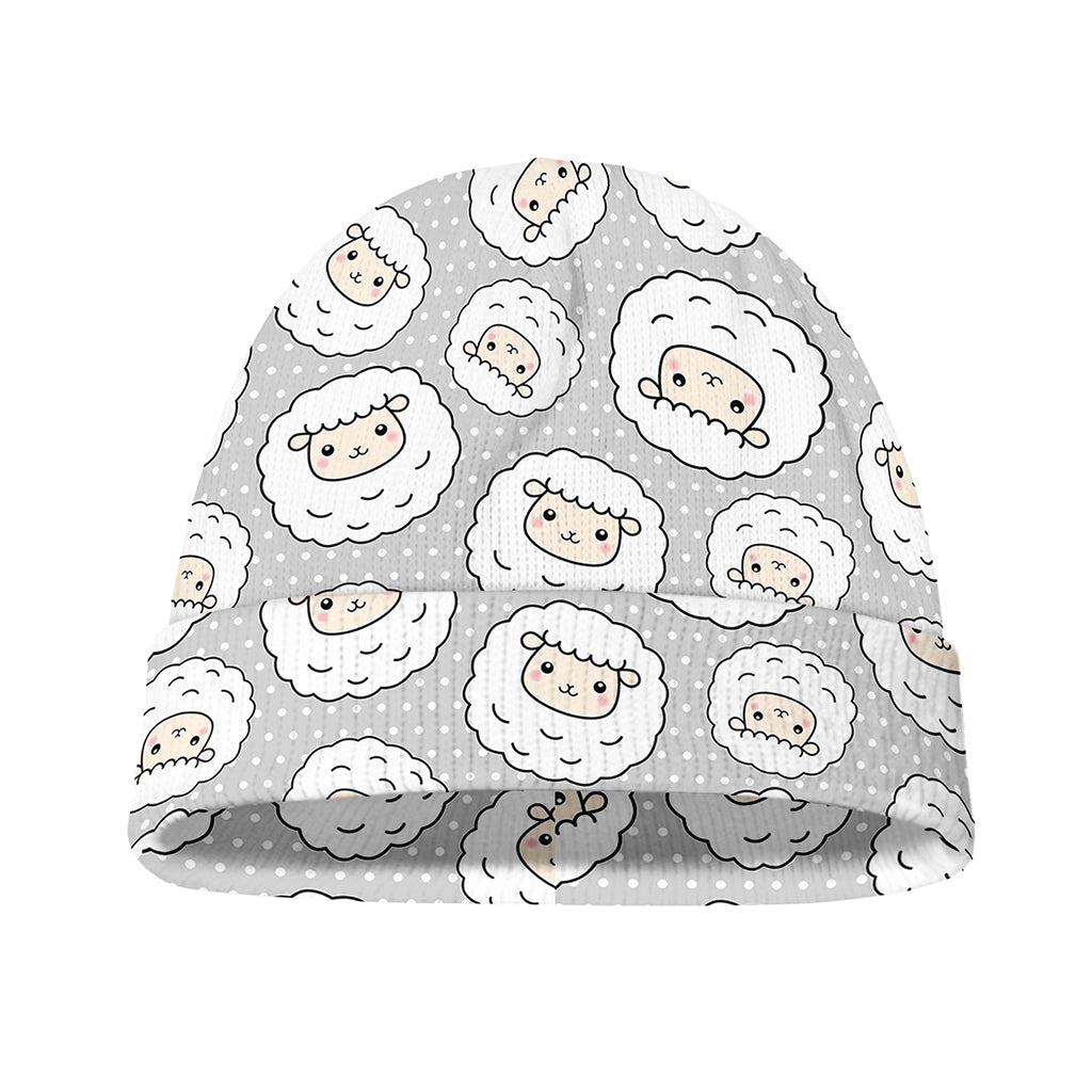 Kawaii Sheep Pattern Print Beanie