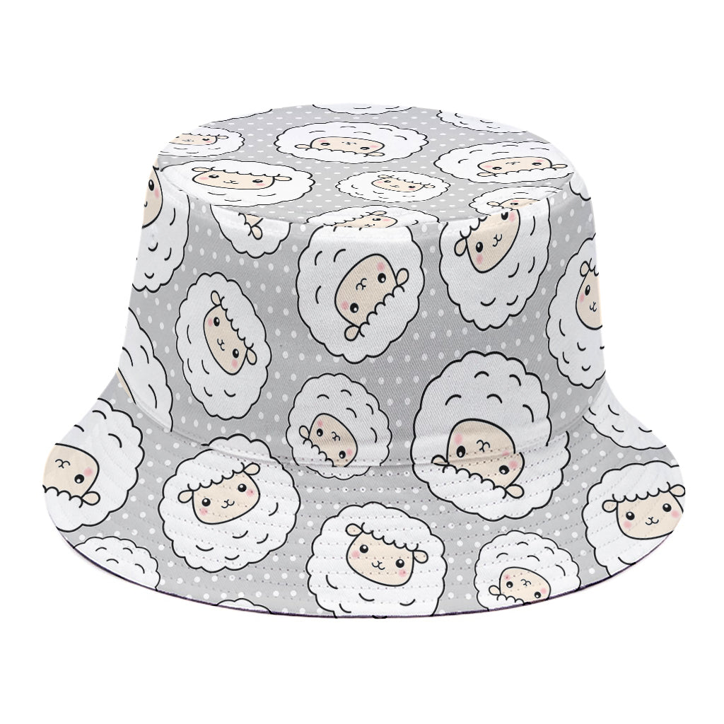 Kawaii Sheep Pattern Print Bucket Hat