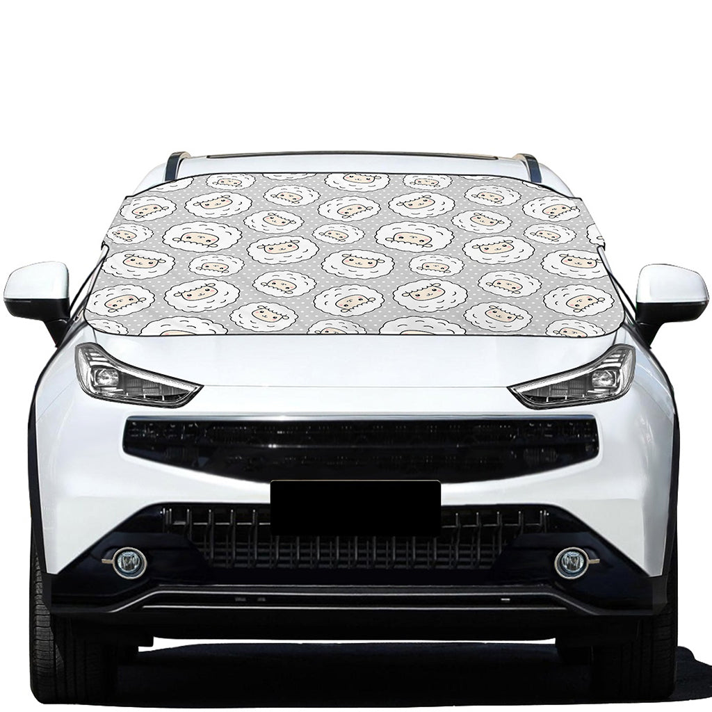 Kawaii Sheep Pattern Print Car Windshield Snow Cover