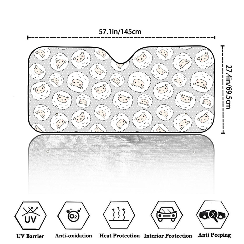 Kawaii Sheep Pattern Print Car Windshield Sun Shade