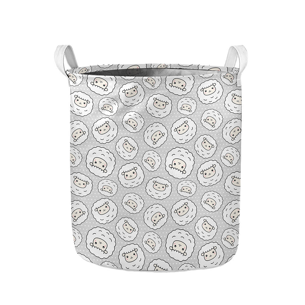Kawaii Sheep Pattern Print Collapsible Laundry Basket