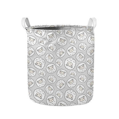 Kawaii Sheep Pattern Print Collapsible Laundry Basket