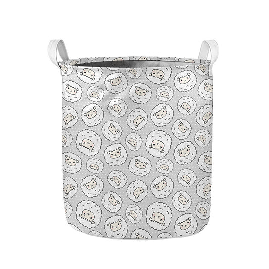 Kawaii Sheep Pattern Print Collapsible Laundry Basket