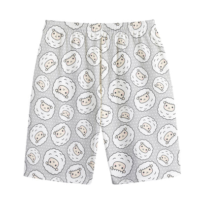 Kawaii Sheep Pattern Print Cotton Shorts