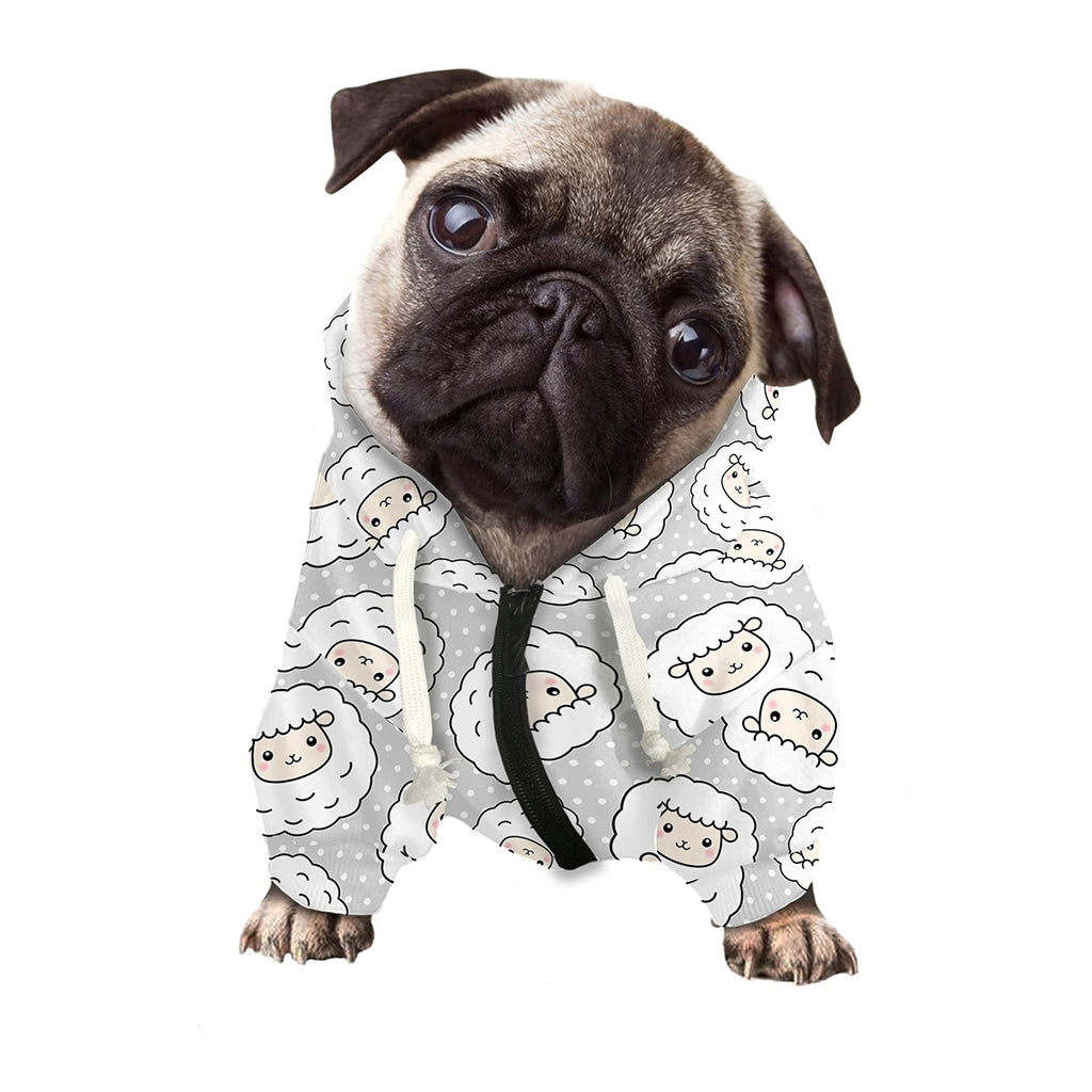 Kawaii Sheep Pattern Print Dog Zip Up Hoodie