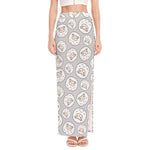 Kawaii Sheep Pattern Print High Slit Maxi Skirt