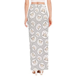 Kawaii Sheep Pattern Print High Slit Maxi Skirt