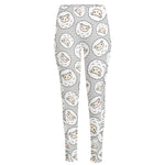 Kawaii Sheep Pattern Print High-Waisted Pocket Leggings