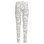 Kawaii Sheep Pattern Print High-Waisted Pocket Leggings
