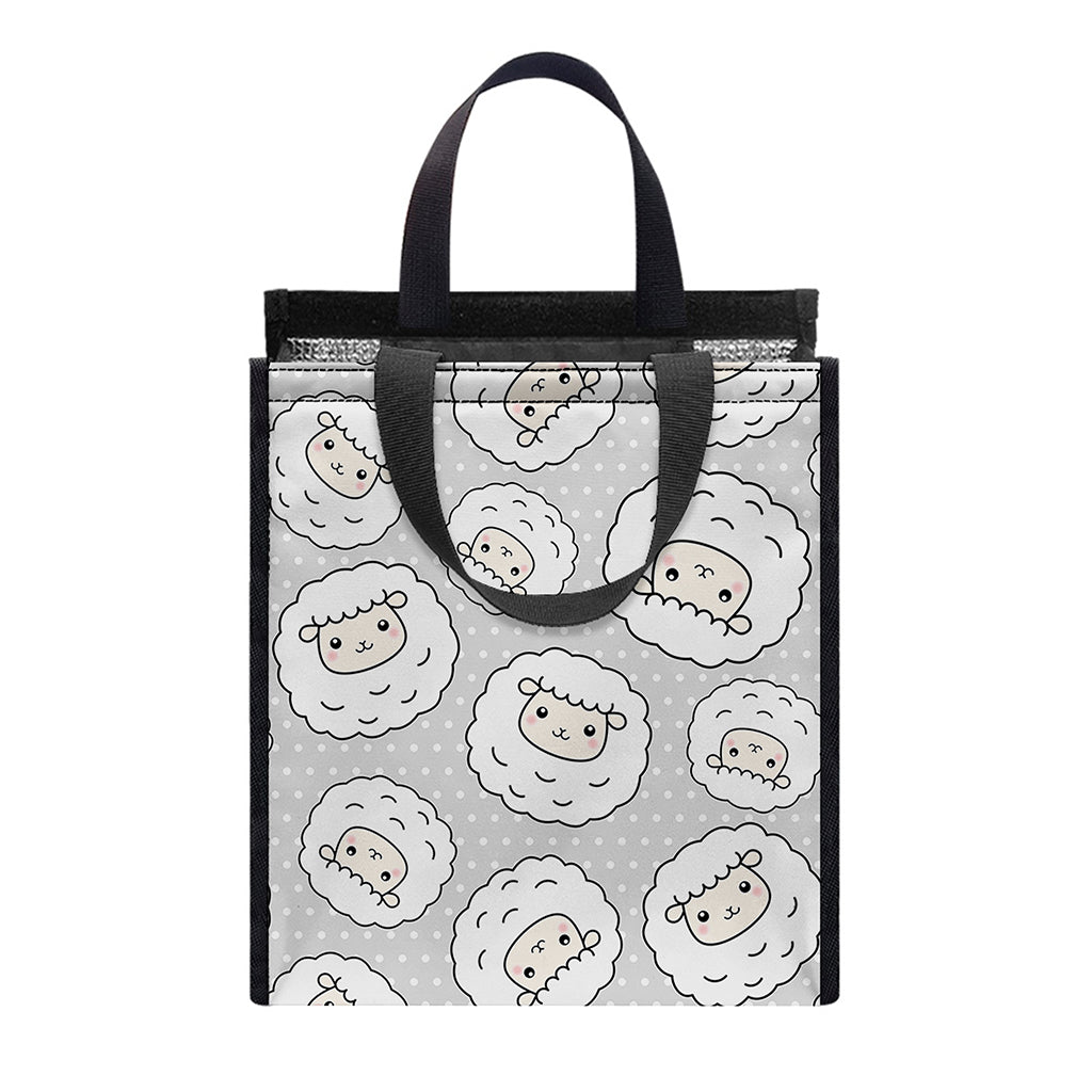 Kawaii Sheep Pattern Print Insulated Lunch Tote