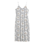 Kawaii Sheep Pattern Print Jersey Midi Cami Dress