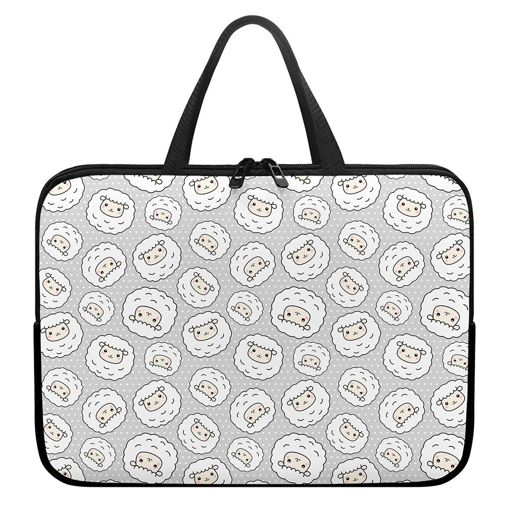 Kawaii Sheep Pattern Print Laptop Sleeve With Handle