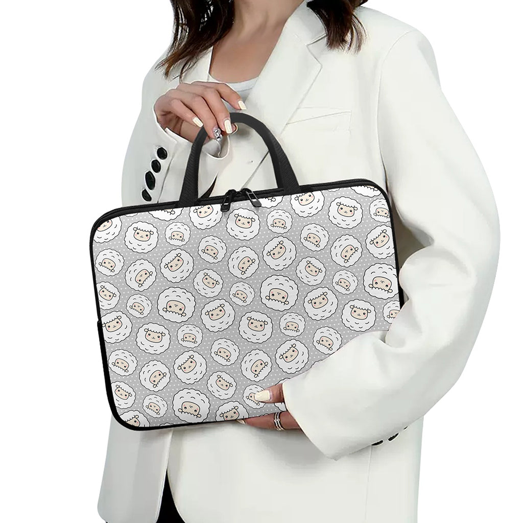 Kawaii Sheep Pattern Print Laptop Sleeve With Handle