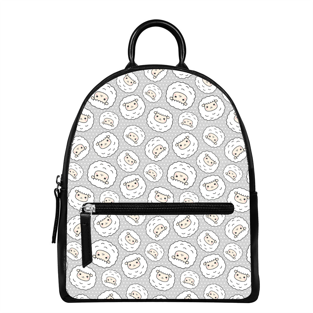 Kawaii Sheep Pattern Print Leather Backpack