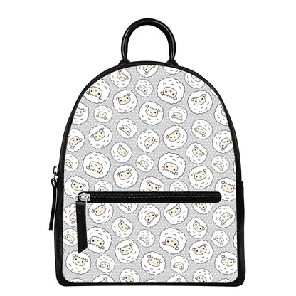Kawaii Sheep Pattern Print Leather Backpack