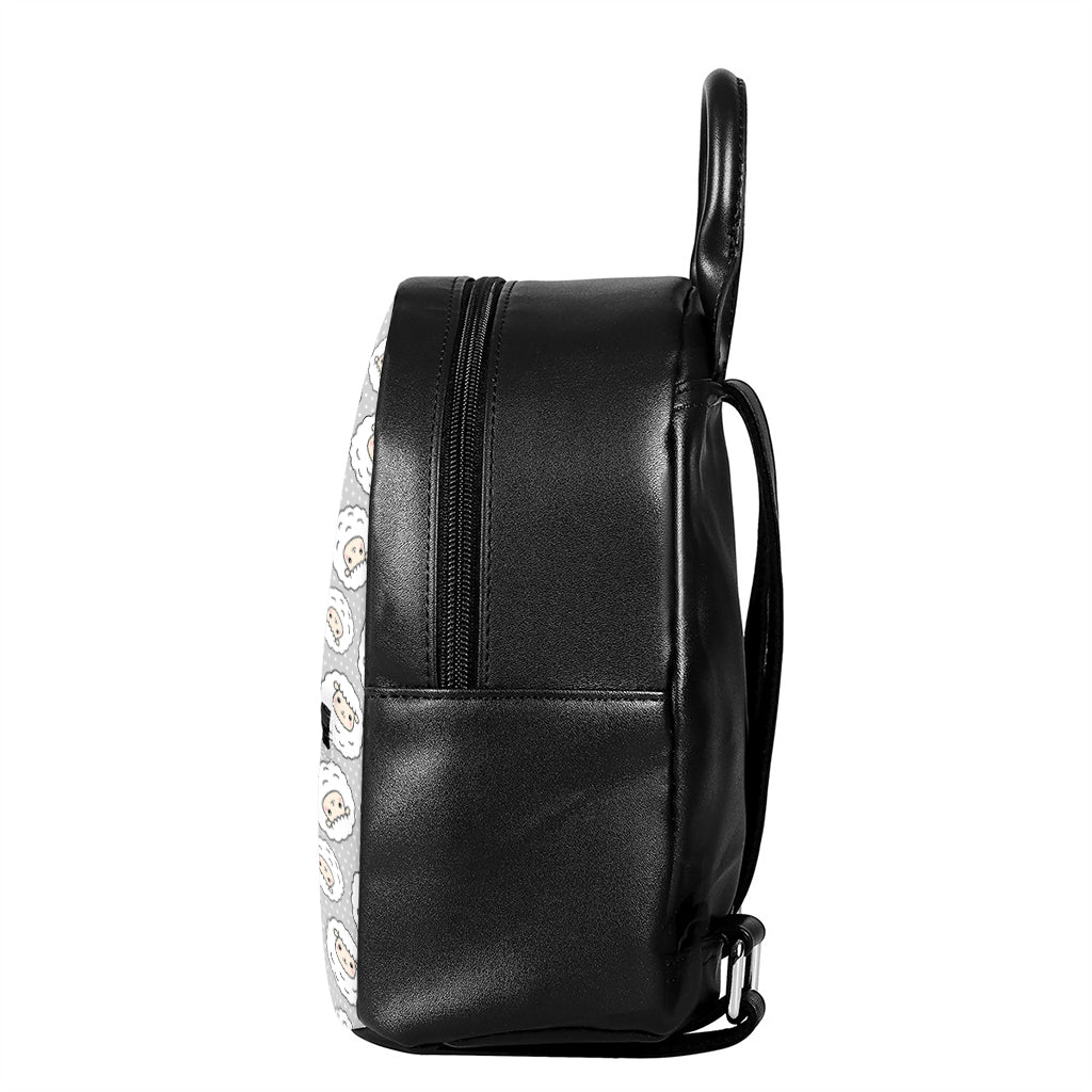 Kawaii Sheep Pattern Print Leather Backpack