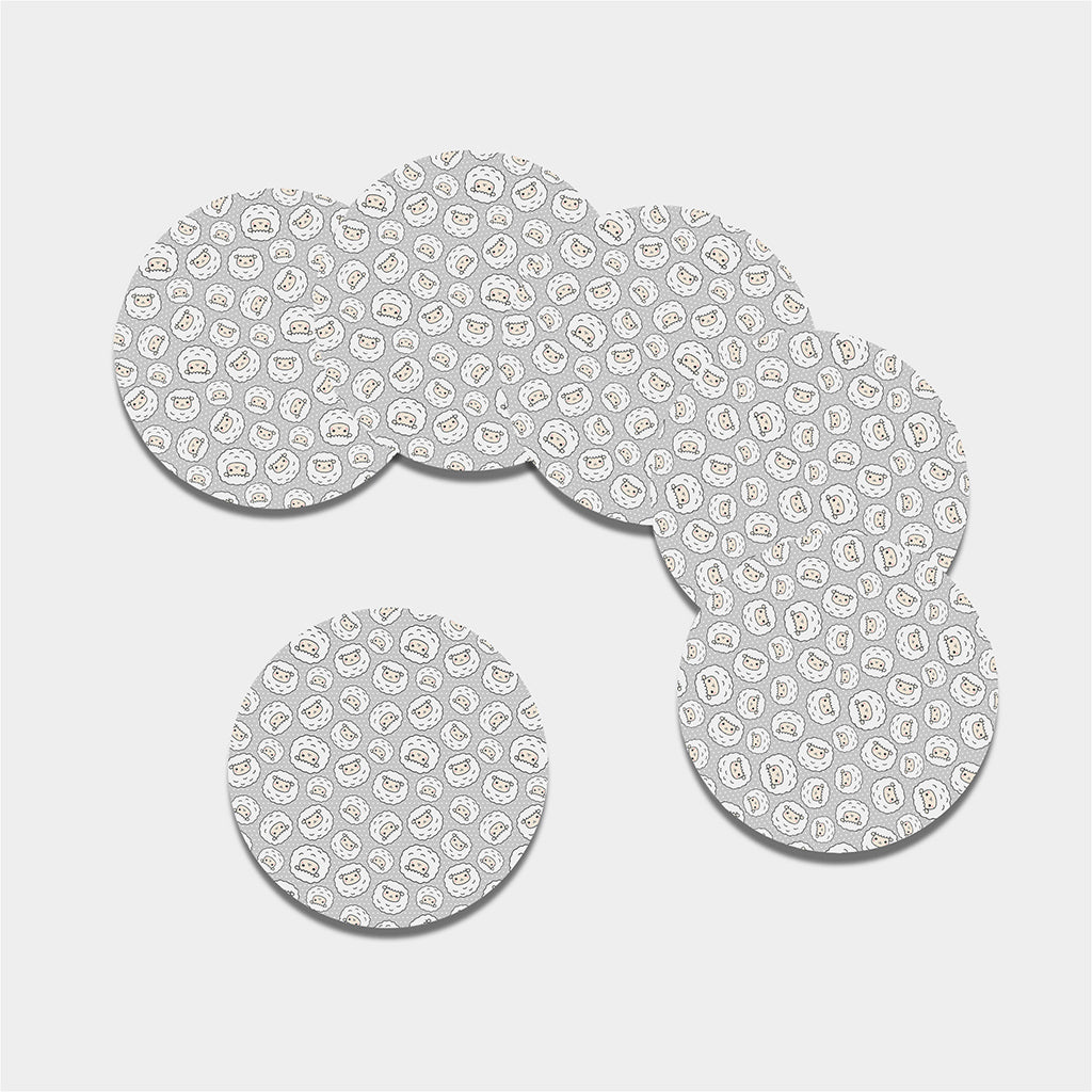 Kawaii Sheep Pattern Print Leather Coaster Set