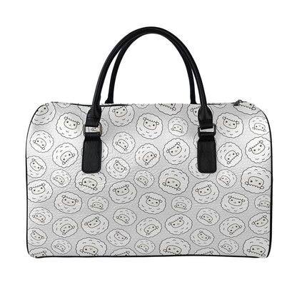 Kawaii Sheep Pattern Print Leather Duffle Bag