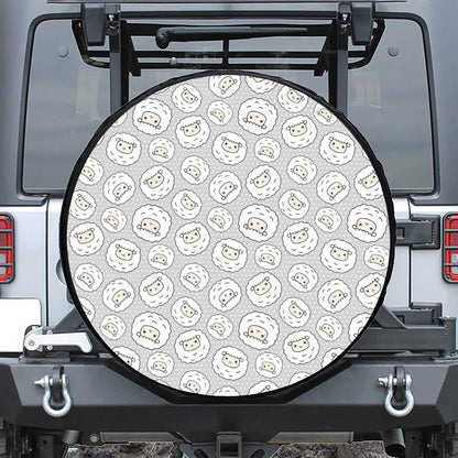 Kawaii Sheep Pattern Print Leather Spare Tire Cover