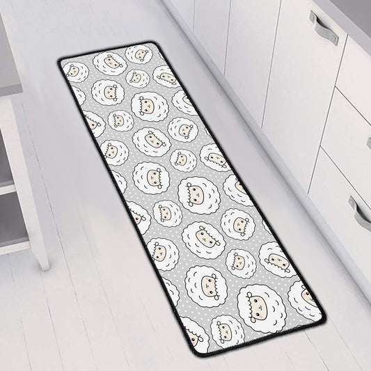 Kawaii Sheep Pattern Print Long Kitchen Mat