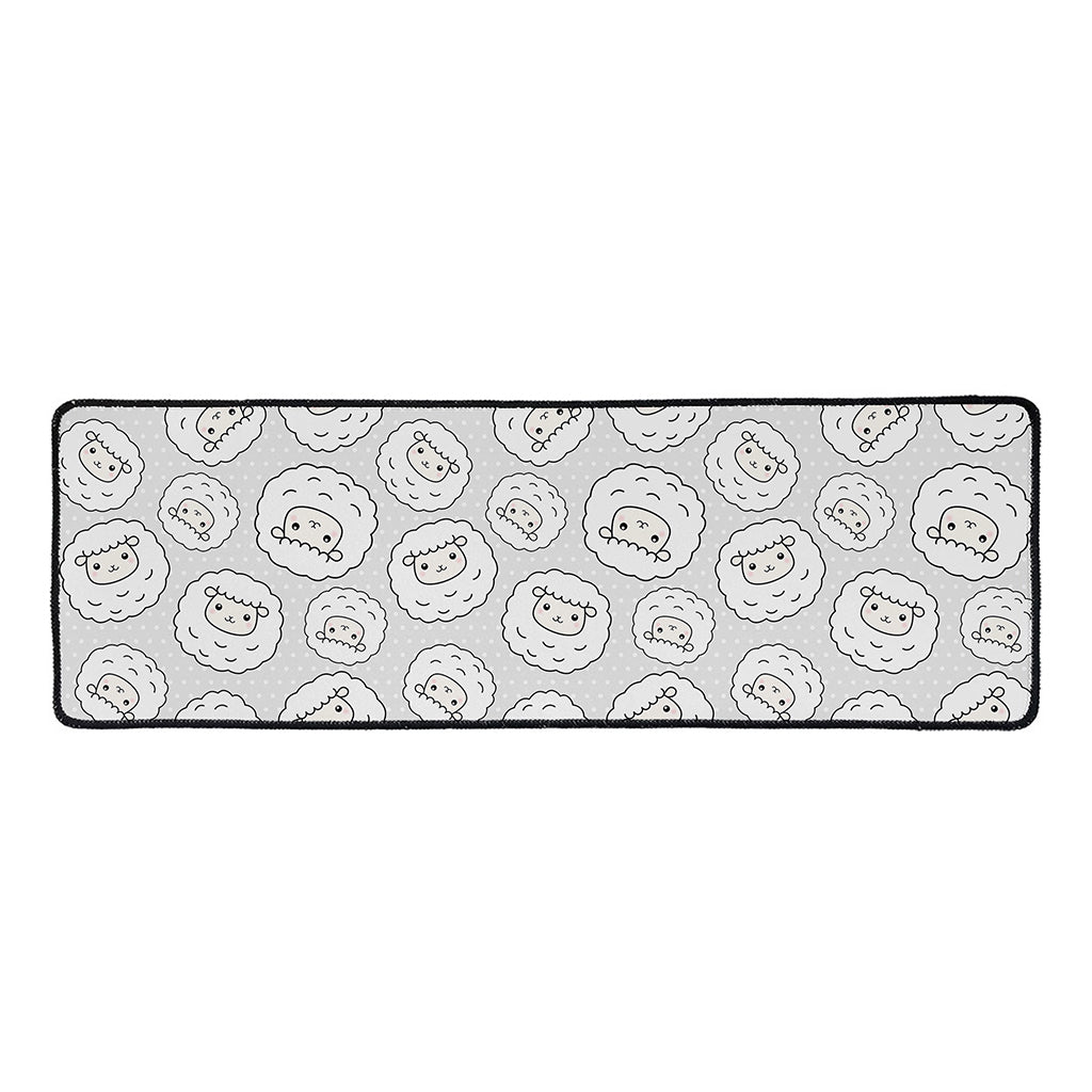 Kawaii Sheep Pattern Print Long Kitchen Mat