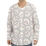 Kawaii Sheep Pattern Print Long Sleeve Baseball Jersey