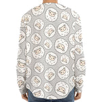 Kawaii Sheep Pattern Print Long Sleeve Baseball Jersey