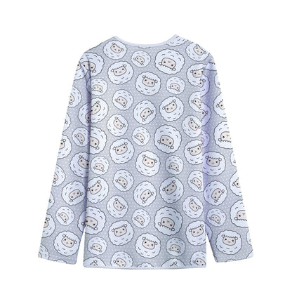 Kawaii Sheep Pattern Print Long Sleeve Short Coat
