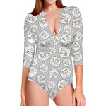 Kawaii Sheep Pattern Print Long Sleeve Swimsuit