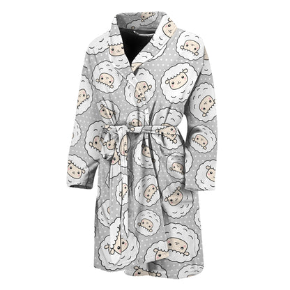 Kawaii Sheep Pattern Print Men's Bathrobe