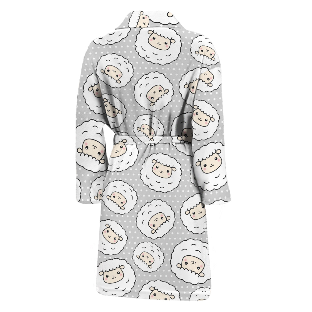 Kawaii Sheep Pattern Print Men's Bathrobe