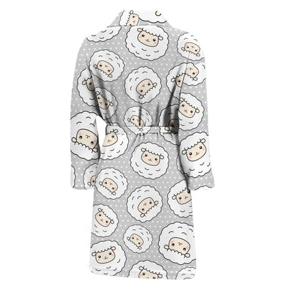 Kawaii Sheep Pattern Print Men's Bathrobe