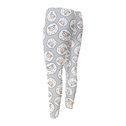 Kawaii Sheep Pattern Print Men's Compression Pants