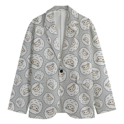 Kawaii Sheep Pattern Print Men's Cotton Blazer