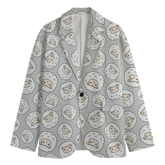Kawaii Sheep Pattern Print Men's Cotton Blazer