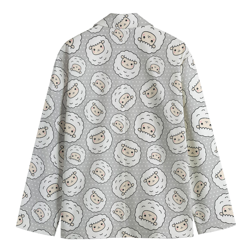 Kawaii Sheep Pattern Print Men's Cotton Blazer