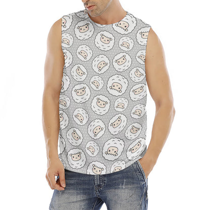 Kawaii Sheep Pattern Print Men's Fitness Tank Top