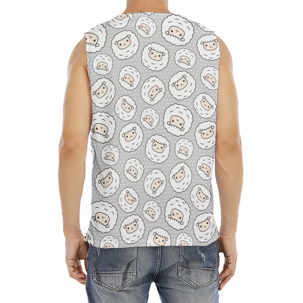 Kawaii Sheep Pattern Print Men's Fitness Tank Top