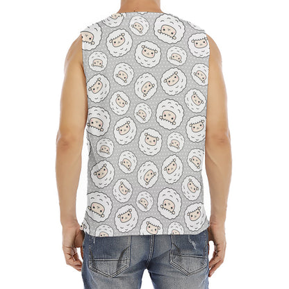 Kawaii Sheep Pattern Print Men's Fitness Tank Top
