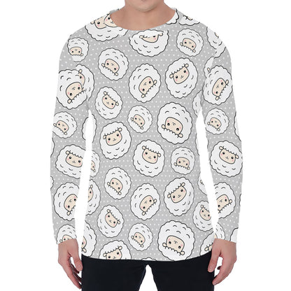 Kawaii Sheep Pattern Print Men's Long Sleeve T-Shirt