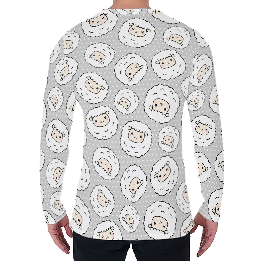 Kawaii Sheep Pattern Print Men's Long Sleeve T-Shirt