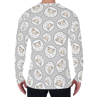 Kawaii Sheep Pattern Print Men's Long Sleeve T-Shirt