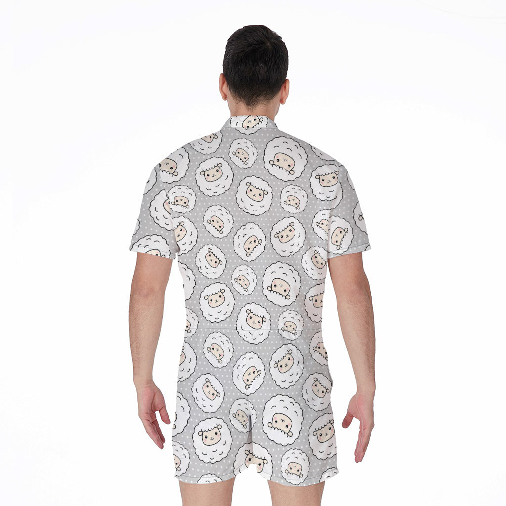 Kawaii Sheep Pattern Print Men's Rompers