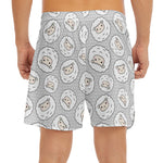 Kawaii Sheep Pattern Print Men's Split Running Shorts