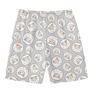 Kawaii Sheep Pattern Print Men's Swim Trunks