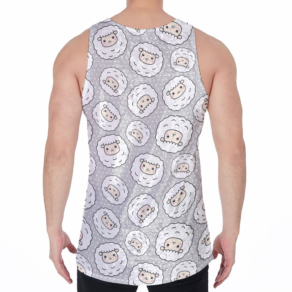 Kawaii Sheep Pattern Print Men's Velvet Tank Top