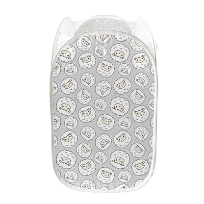Kawaii Sheep Pattern Print Mesh Laundry Hamper
