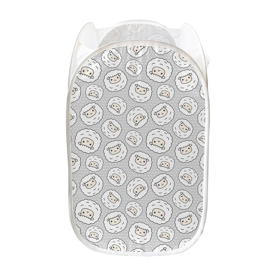 Kawaii Sheep Pattern Print Mesh Laundry Hamper