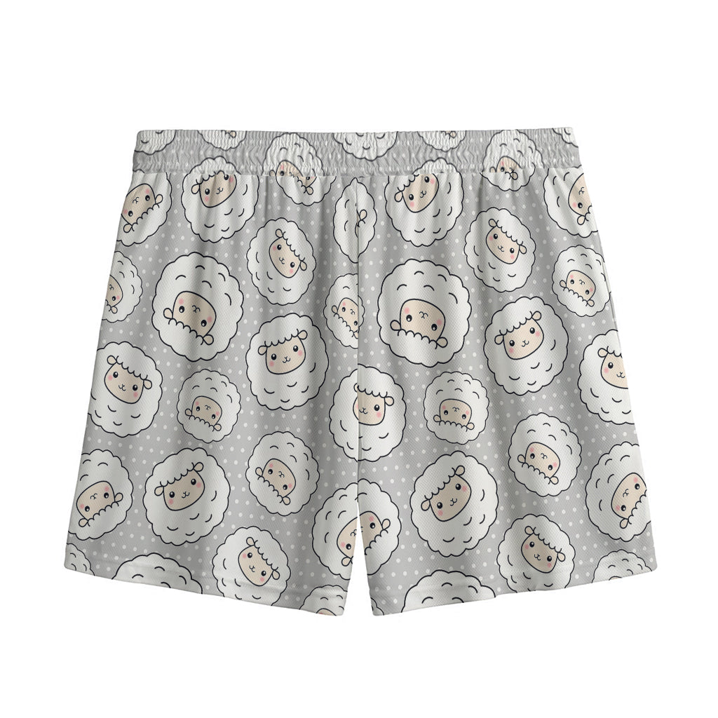 Kawaii Sheep Pattern Print Mesh Shorts